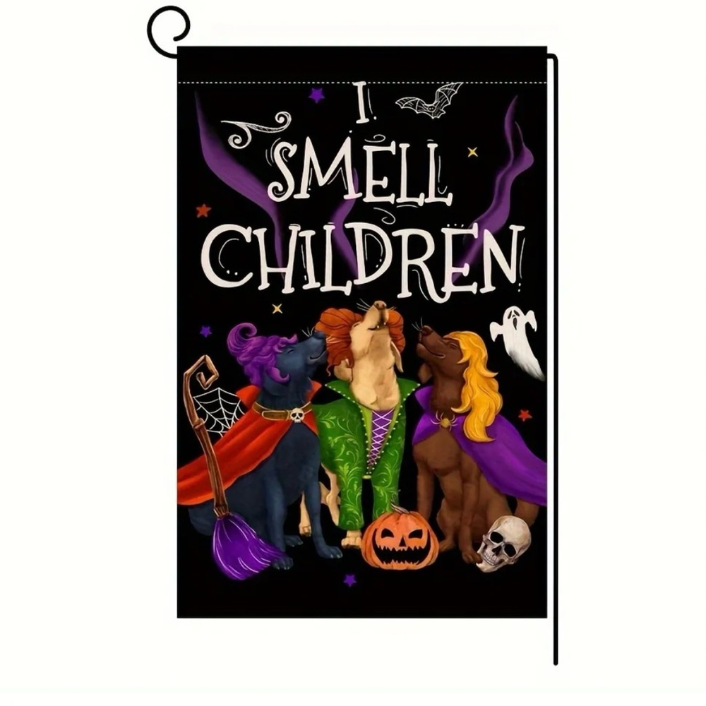 Halloween I Smell Children Witch Dogs Garden Flag Hocus Pocus Inspired